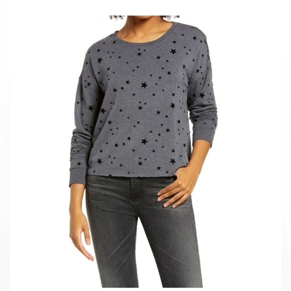 Thread & Supply that cozy life Aliza star print top size S gray & black. {211} - Picture 1 of 13
